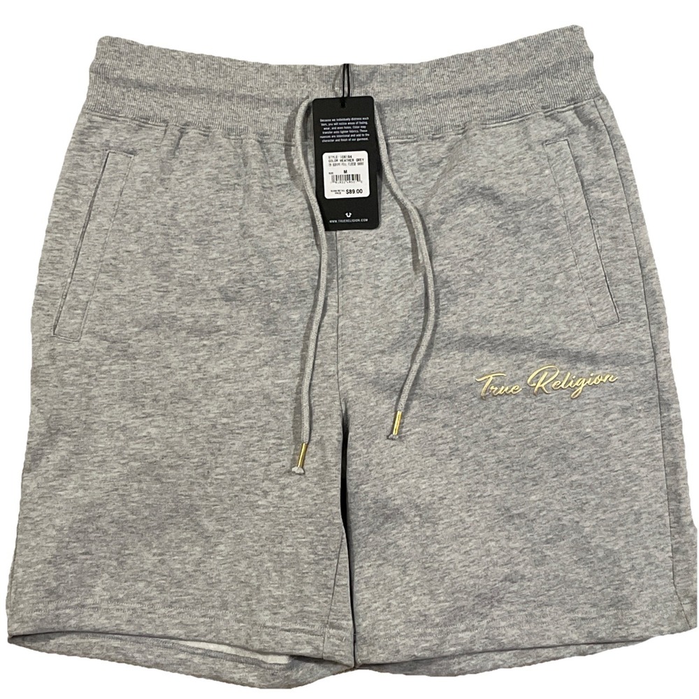 TRUE‎ RELIGION MENS HEATHERED GRAY JOGGER SHORTS SIZE MEDIUM NWT